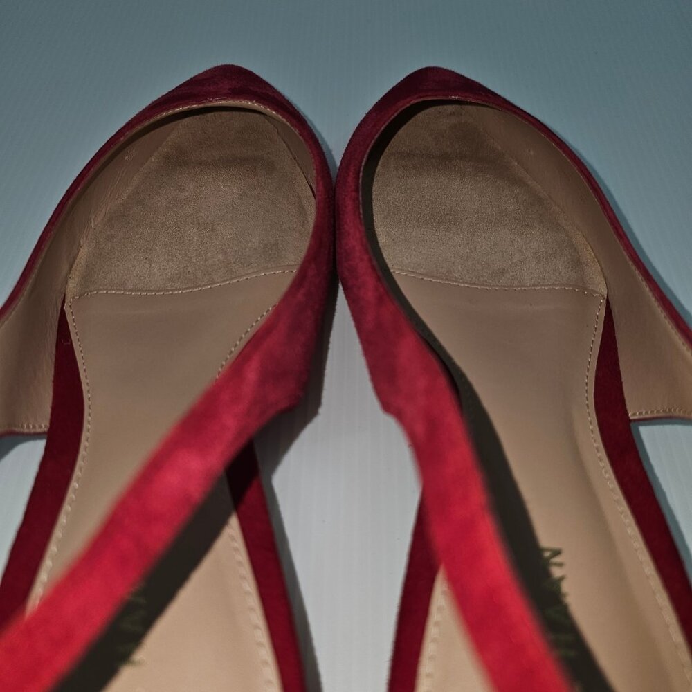 Cole Haan Mazie Slingback Flat Womens 9.5 Rio Red Suede Pointed Toe Low Heel NEW - Picture 9 of 13